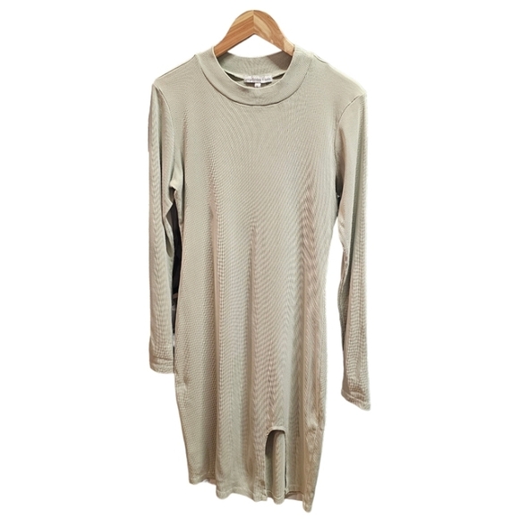 Young Fabulous & Broke Sage Green Ribbed Long Sleeve Bodycon Midi Dress Large - Picture 3 of 13